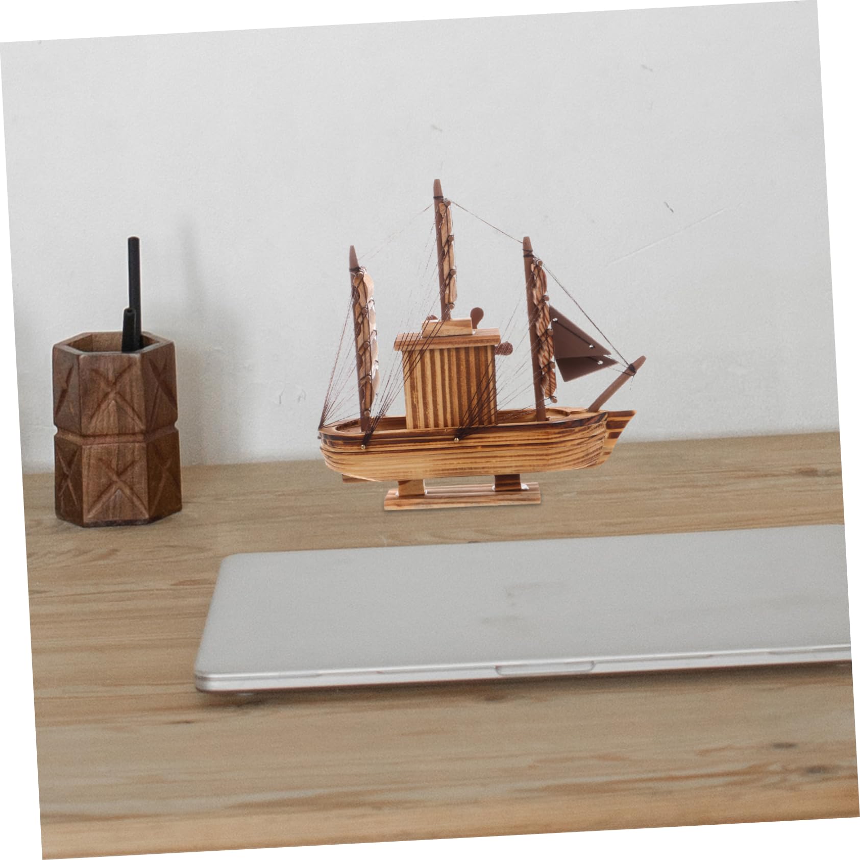CIYODO Modello di Veliero in Legno, Decorazione da Tavolo | Miniatura Rustica Già Montata, per Tavolo da Pranzo e Scrivania, Design Realistico e Leggero