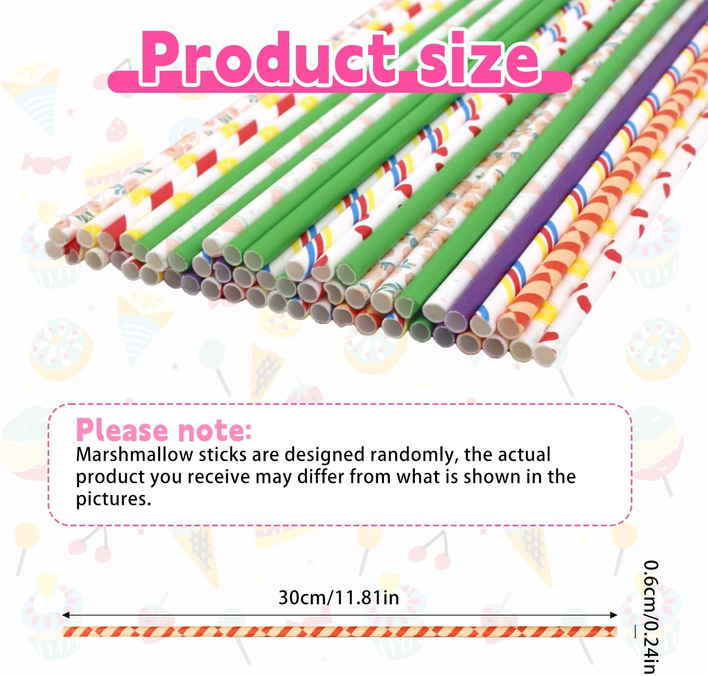 lasuroa 50pcs Cotton Candy Sticks, 11.81 Inch Candy Floss Cones Colorful Candies Holder Paper Straws Cones Supplies for Wedding Party Birthday Candies Making Accessories