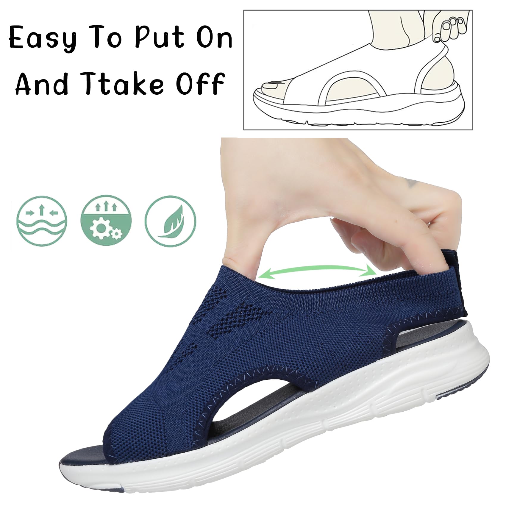Unitysow Sandali Aperti Donna Ortopedico Slide Sandali Estivi Sandali Sportivi Sandali Piatto Leggere Mesh Sandali da Spiaggia