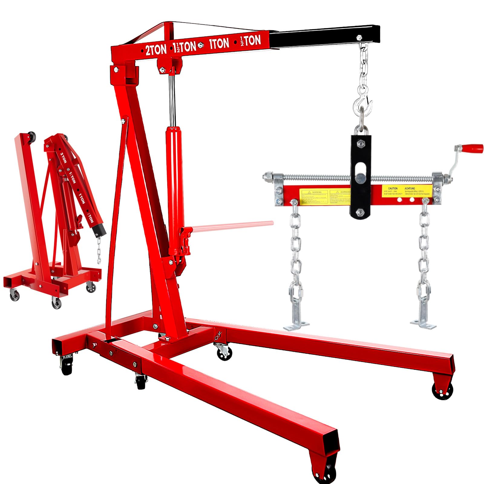 Recolector de cerezas plegable de 4400 libras, elevador de motor de 2 toneladas con palanca, con 6 ruedas, bomba hidráulica de 8 toneladas, 4 posiciones ajustables, grúa de motor para garaje, taller