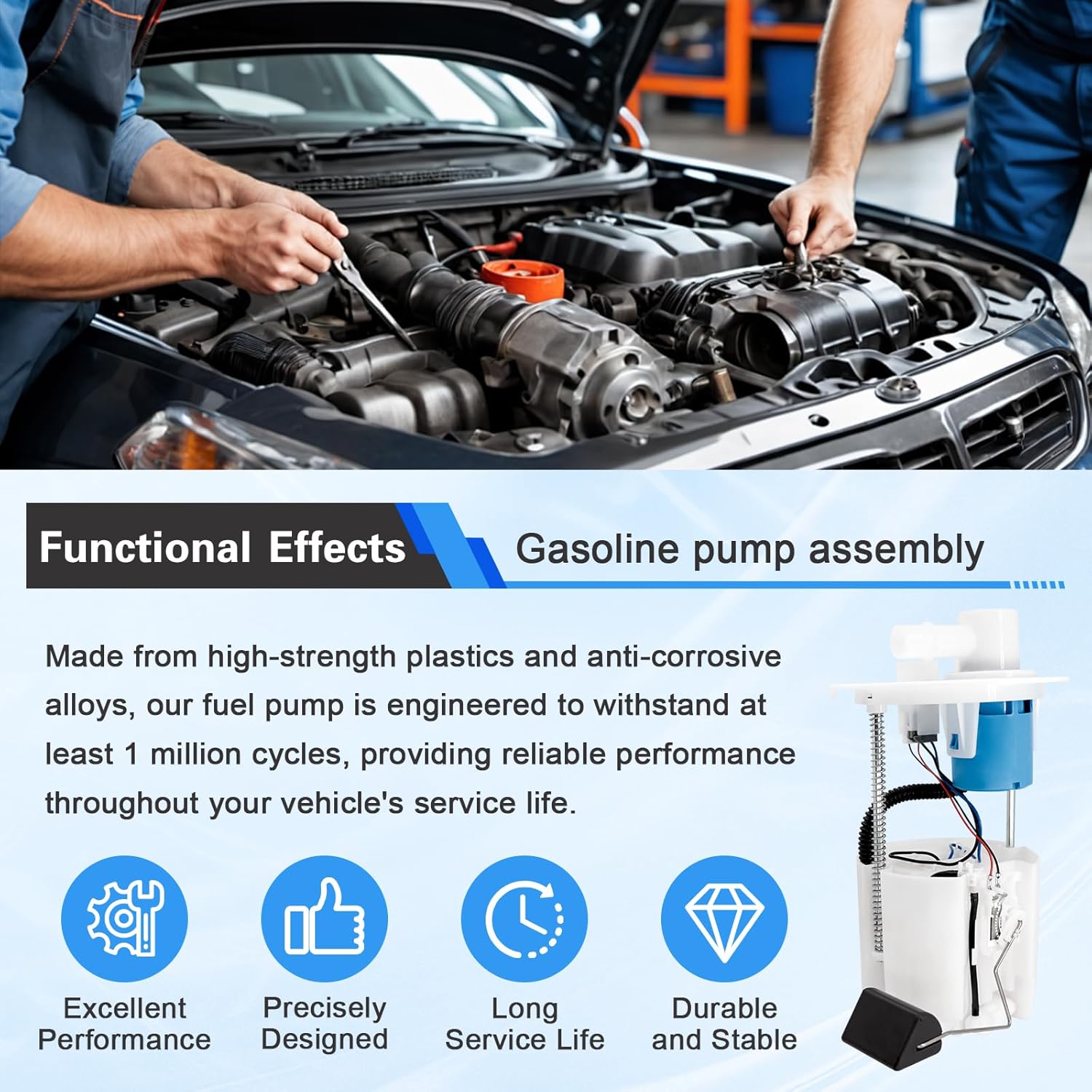 Electric Fuel Pump Module Assembly with Sending Unit, Compatible with Toyota Corolla 2009-2018, Matrix 2009-2013, Pontiac Vibe 2009-2010 &1.8L 2.4L, Replaces E3781M