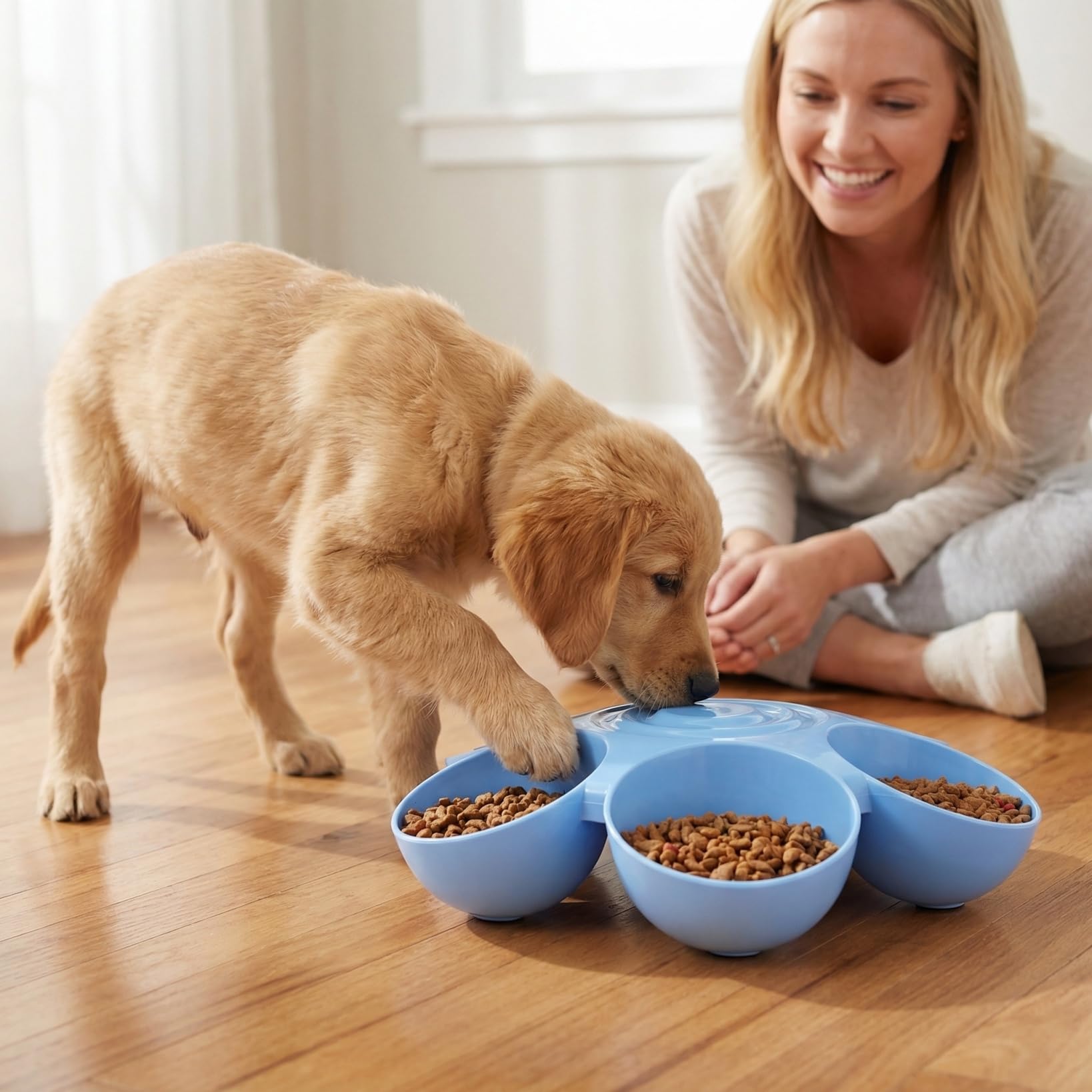 Yardwe Gamelle multifonction en forme de fleur en plastique de haute qualité pour plusieurs chats et chiens, facile à concevoir pour les friandises et les repas