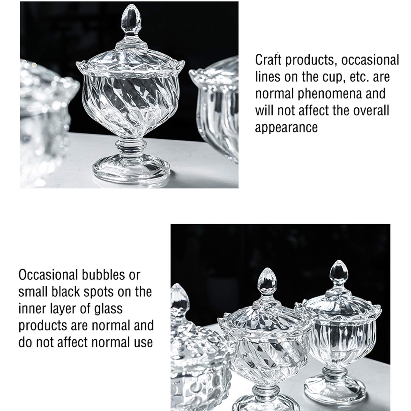sucrier Bol à Sucre en Verre Tall Sugar Bowl Fleur Thé Réservoir Transparent Cube Cube Cube Bol avec Couvercle Anti-poussière (Trois Styles) Bocal à Bonbons (Color : C)