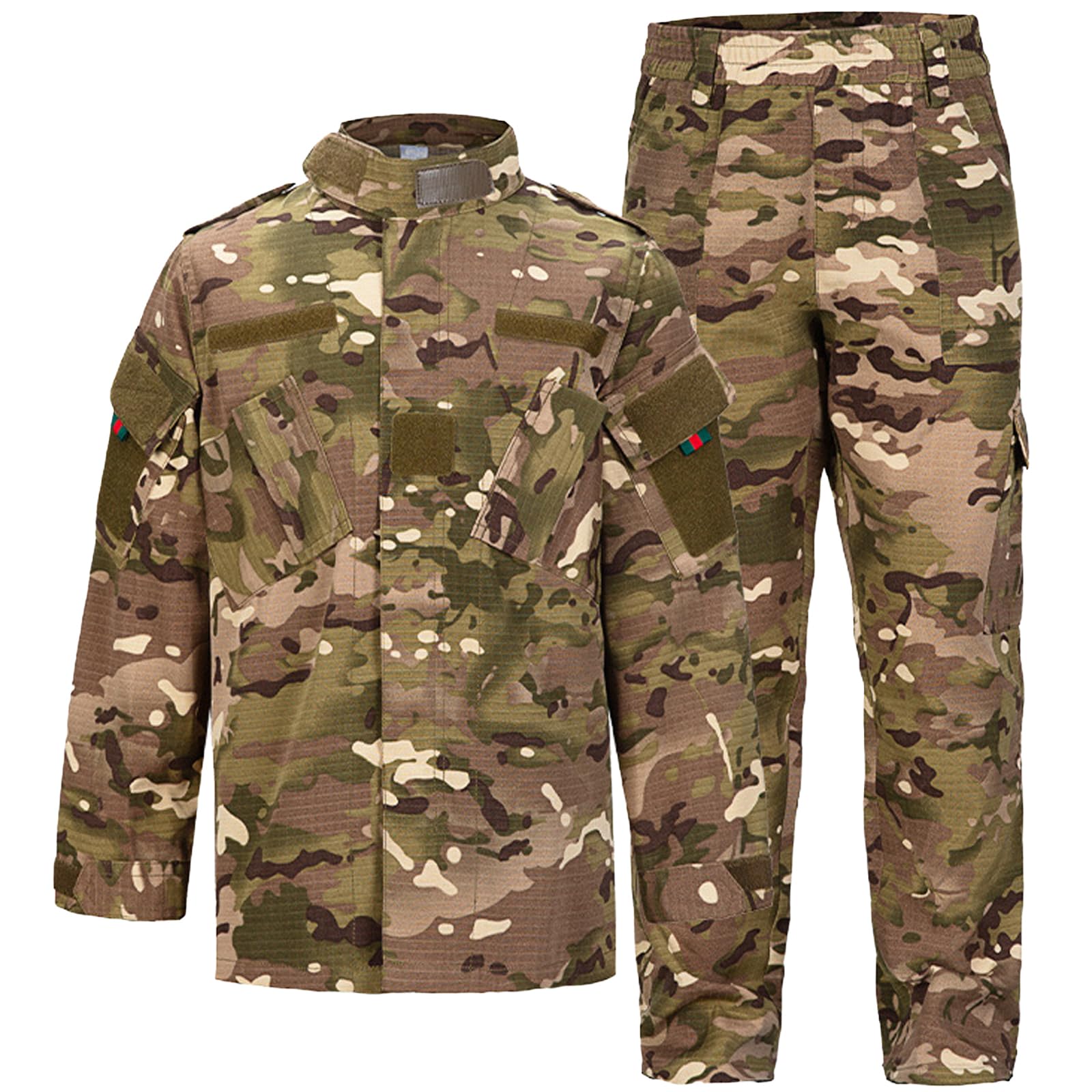 Enfant en Plein Air Vêtements Tactiques Ensembles T-Shirt et Pantalon Airsoft Militaire Camouflage Printemps Été Automne Randonnée Chasse Camping Combat pour Garçons Fille