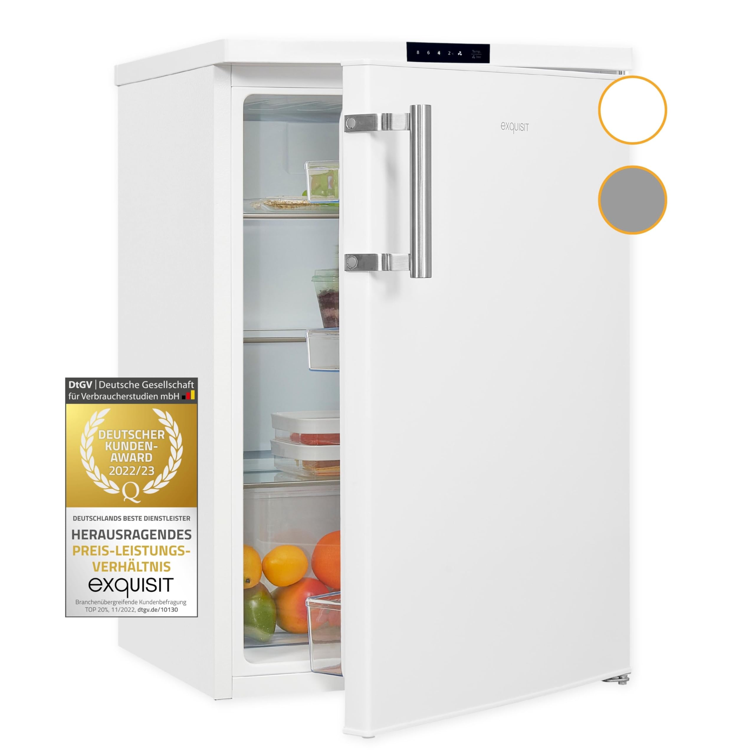 Exquisit Frigorifero a congelatore intero KS16-V-HE-011D bianco | volume 134 l | frigorifero senza freezer autoportante | scomparto per verdure | controllo della temperatura