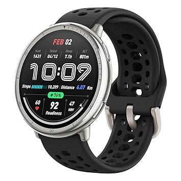 Amazfit Active 2 44mm AMOLED Smart Watch, Built in GPS, 10day Battery, 5ATM Water Resistant, for iOS & Android, Accurate Readings, 2000 Nits Bright, 160+ Sports Mode, Sleep Monitor, Black Silicone - image, photos