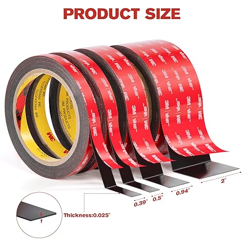 Miniatura 4 de Surekeep Cinta de doble cara resistente, 2 pulgadas x 16.5 pies, cinta de montaje VHB 5925 fuerte adhesivo impermeable para automóviles, tiras de