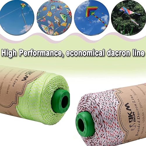 Miniatura 5 de 9KM DWLIFE Cuerda trenzada de cometa Dacron de 200 libras, 1000 pies, poliéster yoyo, cuerda resistente para exteriores