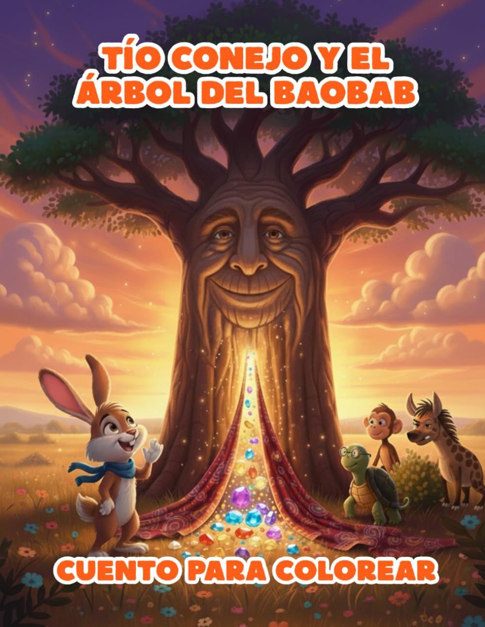 TÍO CONEJO Y EL ÁRBOL DEL BAOBAB: Cuento Infantil para Colorear: Una Aventura de Ingenio en la Sabana