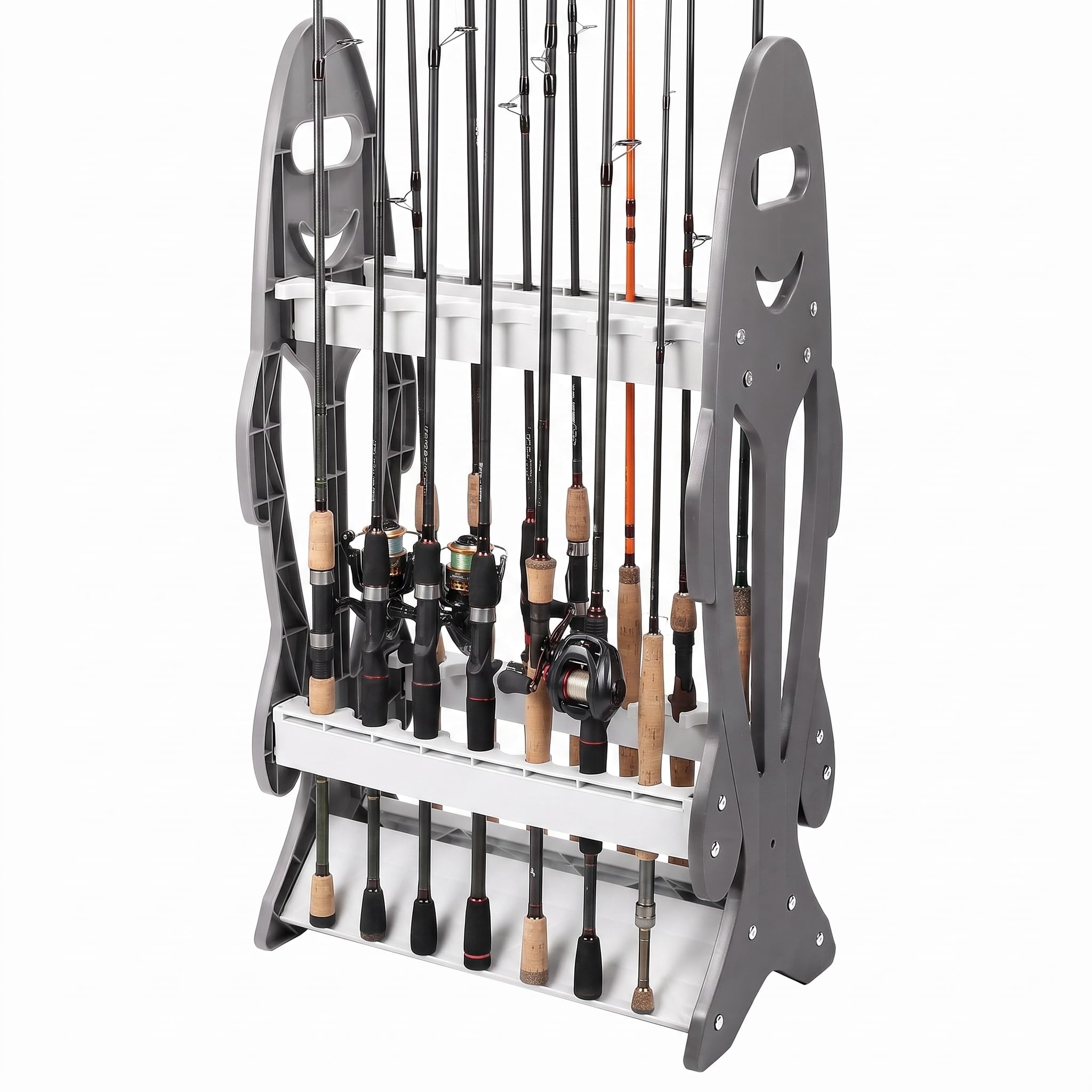 QWORK® Angelrutenhalter, Rutenständer für 16 Angelruten, Stabiler und Leichter Rutenhalter, für Meisten Angelrutentypen