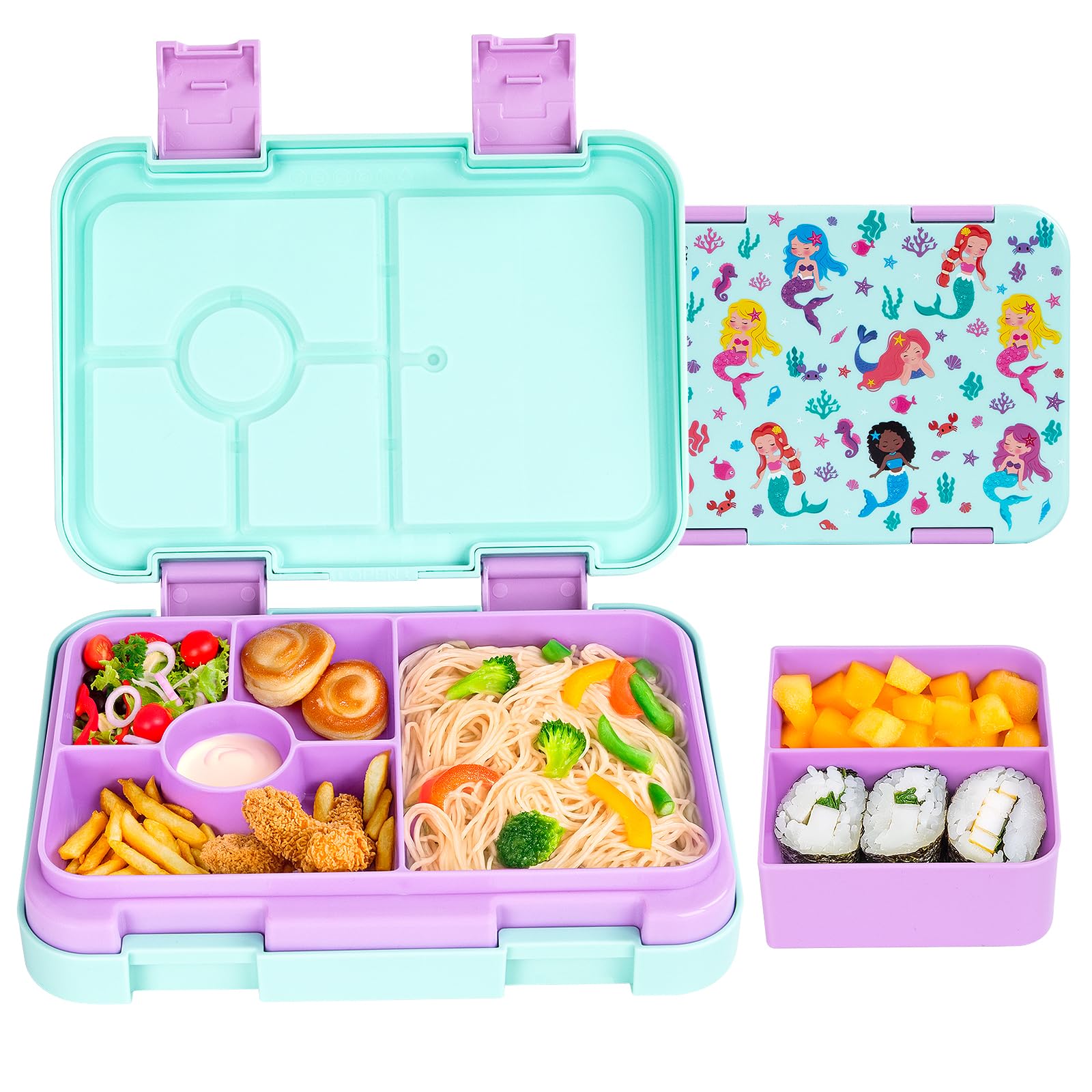 QCQHDU Bento Box für Kinder & Kleinkinder,Kleine Lunchbox mit 6 Fächern,BPA-Frei Lunchbox Kinder,Auslaufsichere Snackbehälter für Kindergarten Schulanfang