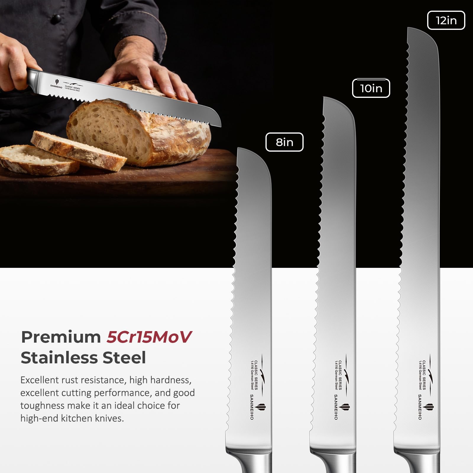 SANMEIHO Bread Knife - 10" Serrated -2