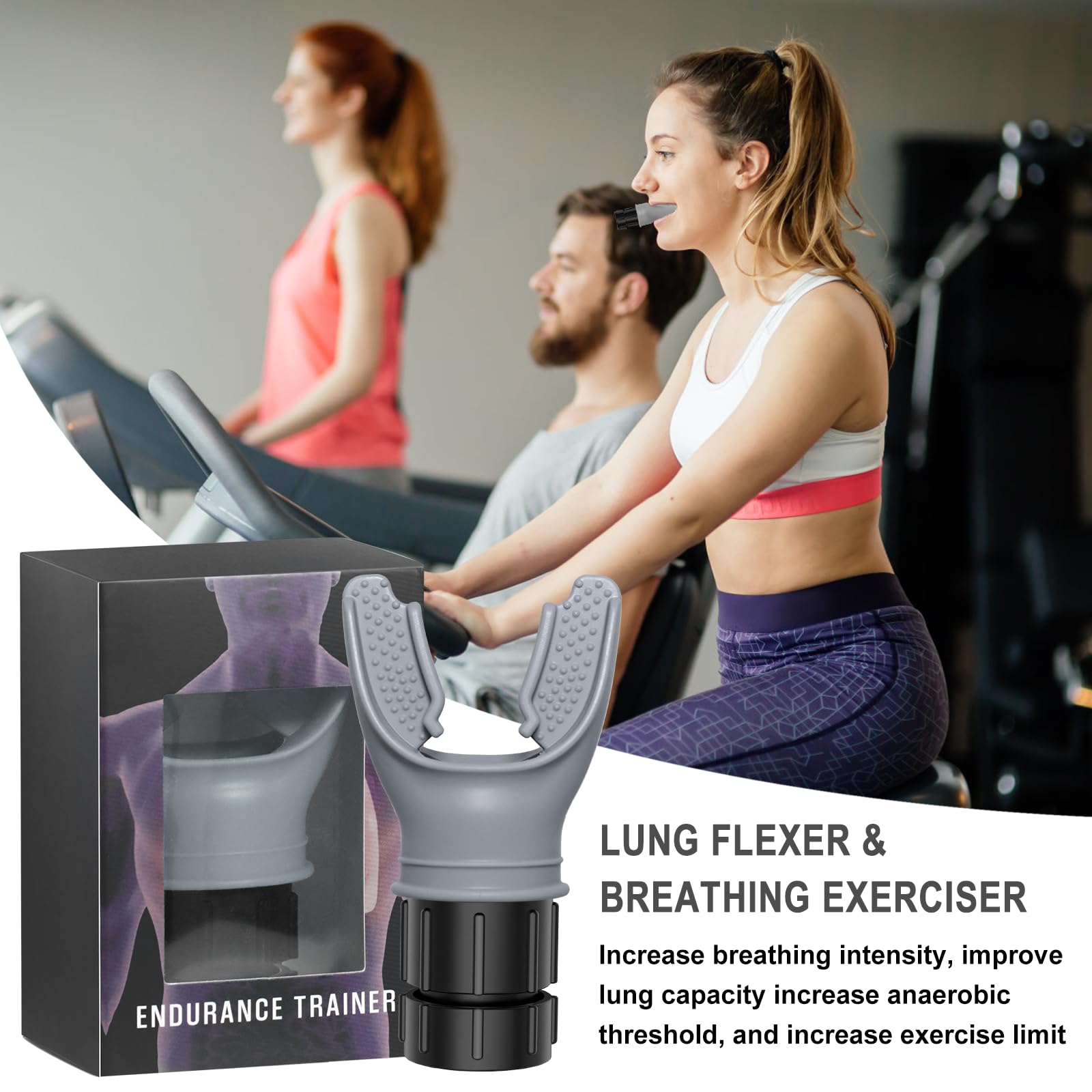 Respiratore Allenamento, Espansore Polmonare di Respirazione, Esercizio Respiratorio per Polmoni, Respiratore Spirometro Aumenta la Forza Respiratoria per Terapia Respiratoria (Grigio)