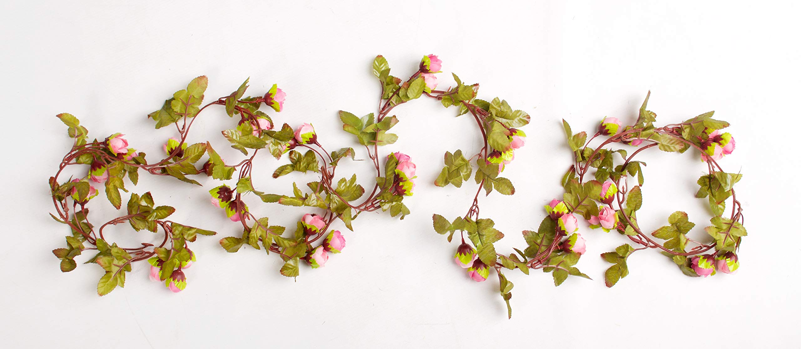 Best Artificial 7Ft Silk Pink Mini Rose Garland Decoration from B&Q