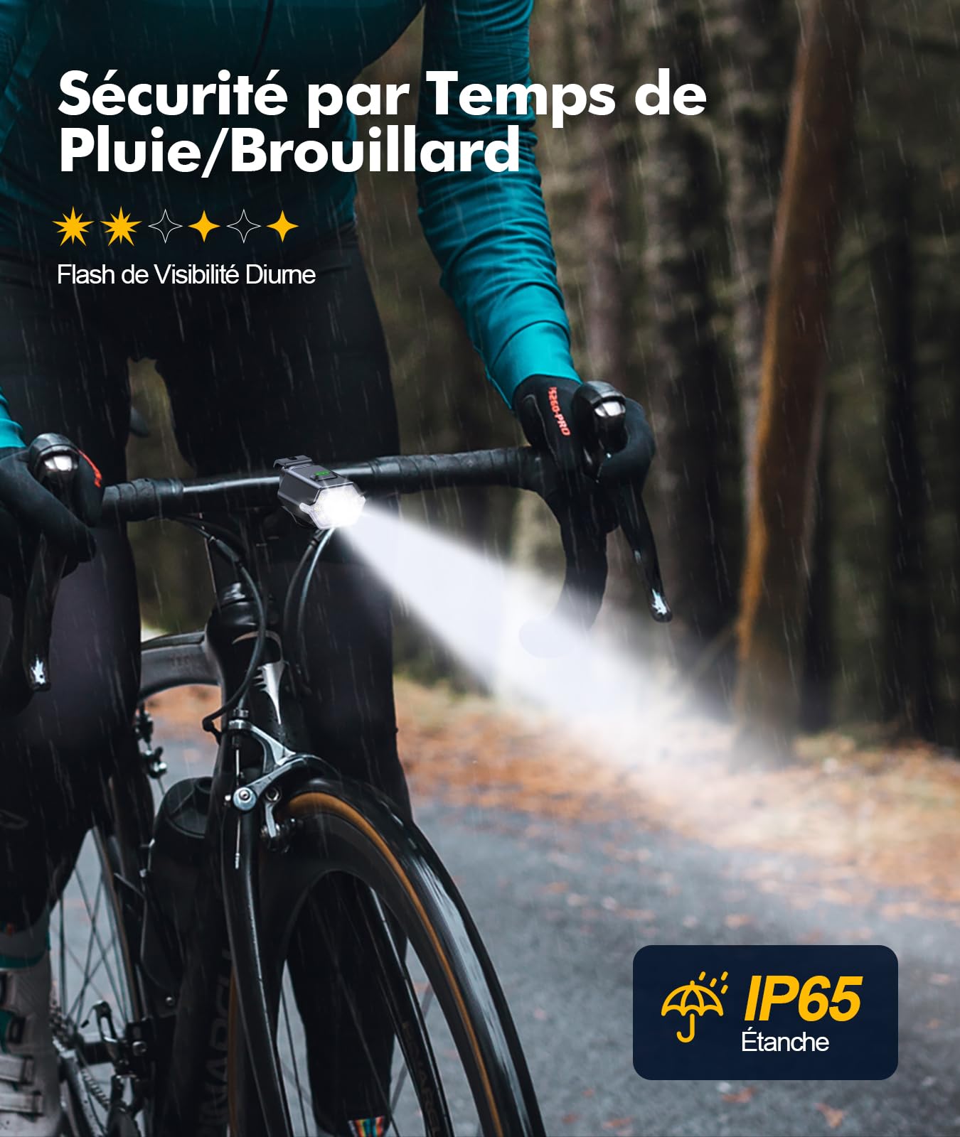 CIRYCASE Lumiere Velo avec Feu d'Avertissement Latéral, 3+6 Modes Eclairage Velo Avant et Arriere Rechargeable pour Cyclisme de Nuit, Étanche IP65, Lampe Feux Arrière Phare Avant Velo Super Lumineux