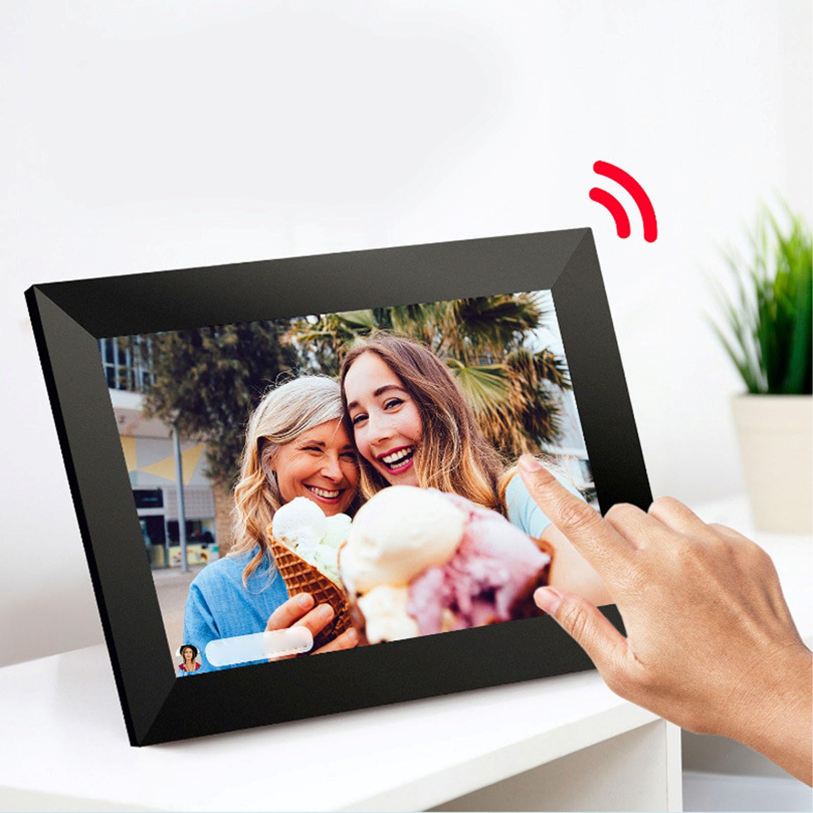 10 Inch Touchscreen Digital Picture Frame with 1280x800 Resolution, 16GB Storage, RK3126 Quad core Processor, for Frameo App, Supports Portrait and Landscape Mode Switch, Wall