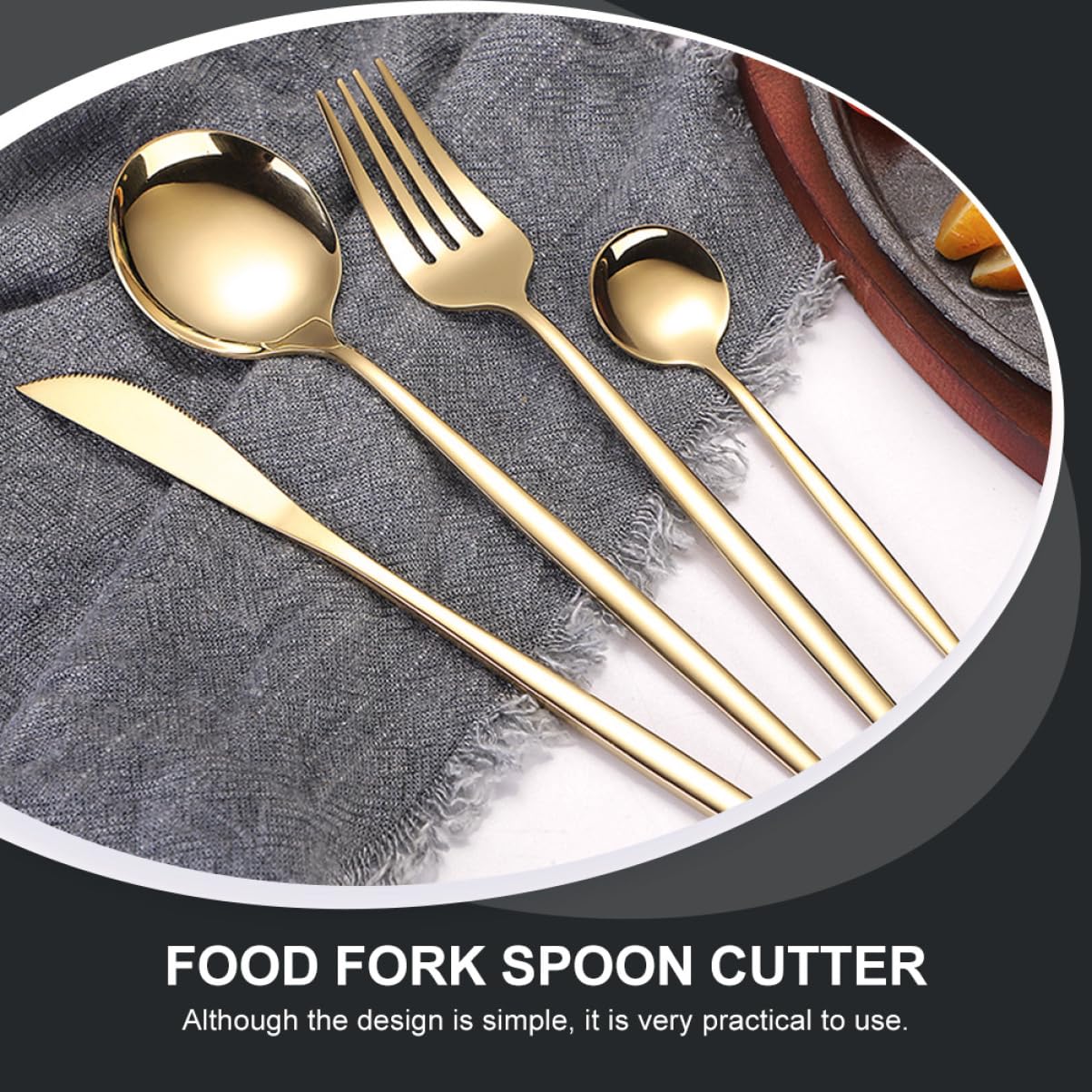 スプーンセット 12本 ステンレス 金色装飾 高級 カトラリーセット ゴールド ステンレススチール ディナー