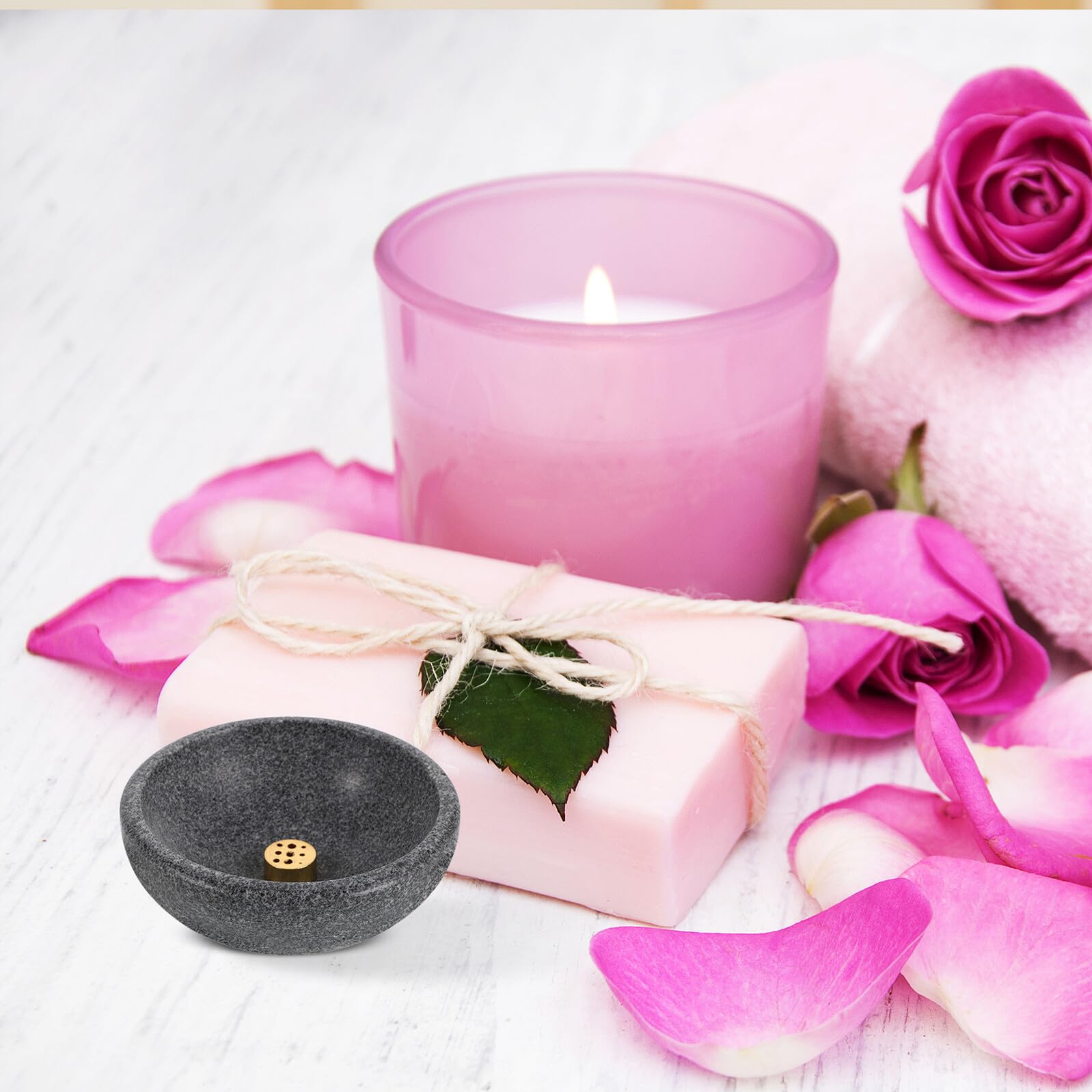Dekorativer Räucherstäbchenhalter aus Natürlichem Marmor mit Stabiler Struktur und Messing für Meditation und Spa Dekoration