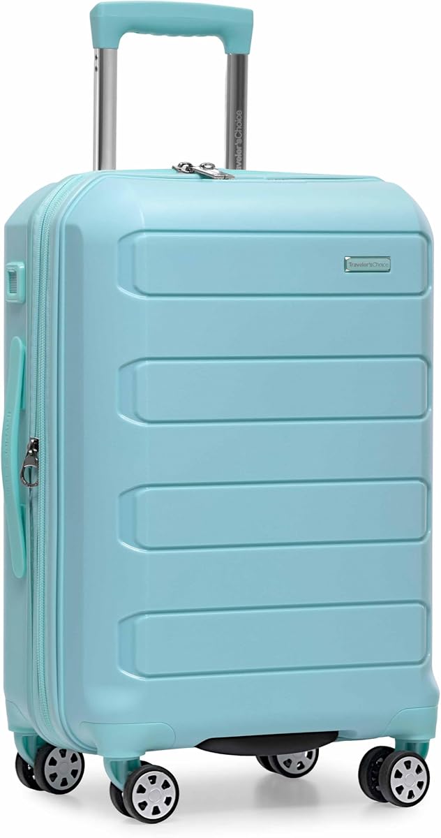 Pagosa Hardshell Expandable Luggage with Spinner Wheels, Baby Blue, 22-Inch Carry-on