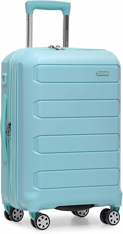 Pagosa Hardshell Expandable Luggage with Spinner Wheels, Baby Blue, 22-Inch Carry-on