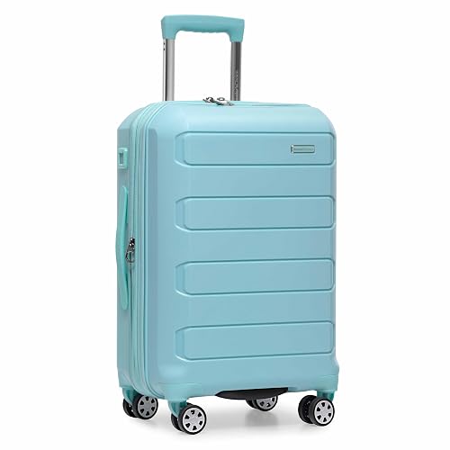 Traveler's Choice Pagosa Hardshell Expandable Luggage with Spinner Wheels, Baby Blue, 22-Inch Carry-on - 22-Inch Carry-on - Baby Blue