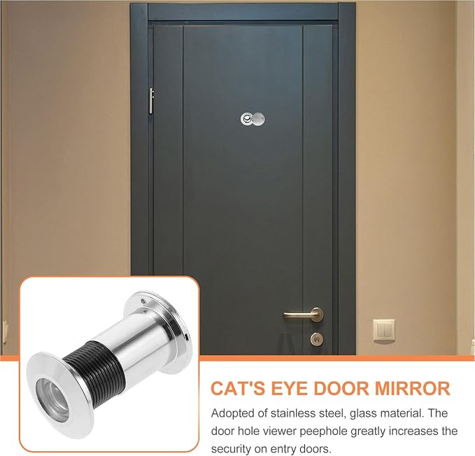 Mirilla para puerta, lente de vidrio de acero inoxidable con campo de visión de 220 grados, cubierta de privacidad resistente para puertas de 1.81 a 2.99 pulgadas, repuesto para hogar, oficina y hotel miniatura 5