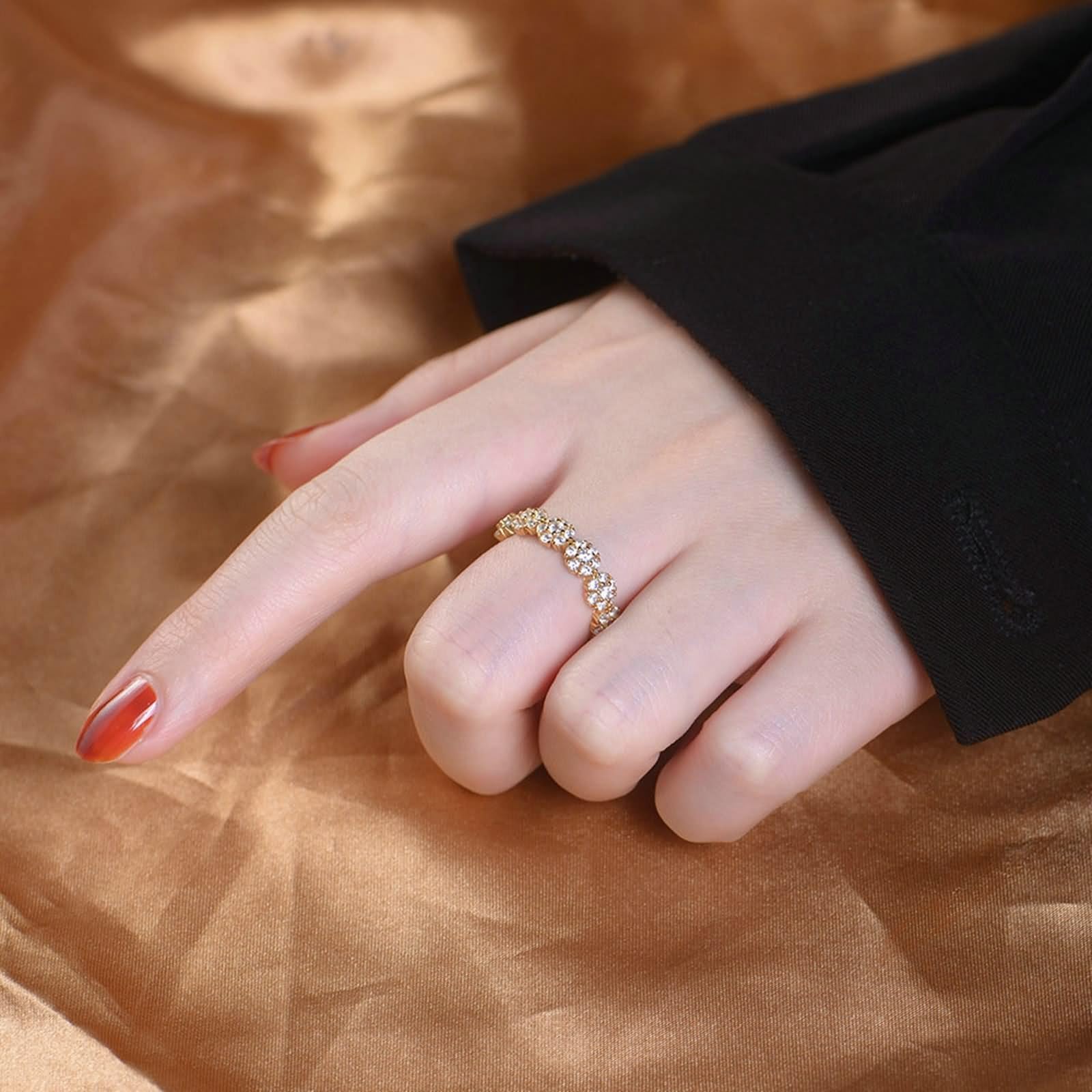 Anello da donna minimalista, anello da donna con pollice, con moissanite, oro giallo 18 carati, misura 62 (19,7)