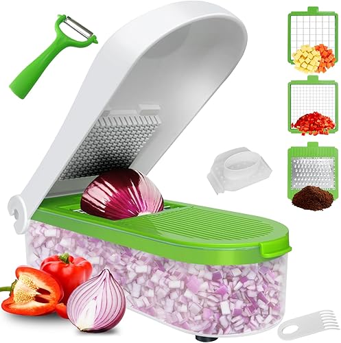 LHS Cortador de verduras 6 en 1, cortador multifuncional de alimentos, utensilios de cocina, cortador de cebolla, cortador de verduras, cortador de