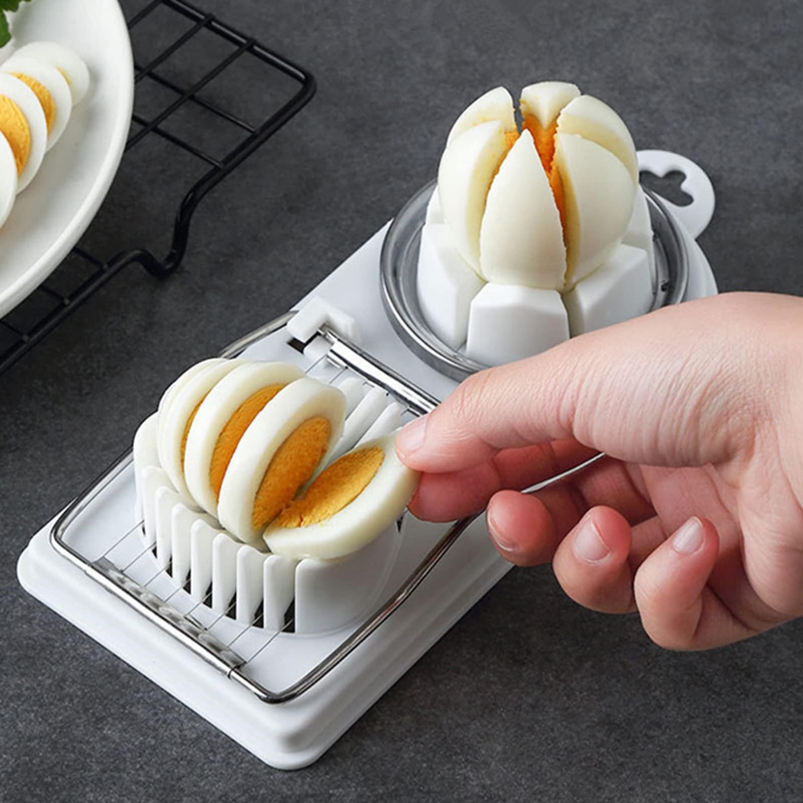 Coupe Oeuf,Coupe Oeuf Professionnel,Coupe-oeuf à Tranches en Aluminium, Coupe-Oeufs Fils de Coupe en Acier Inoxydable - Maison