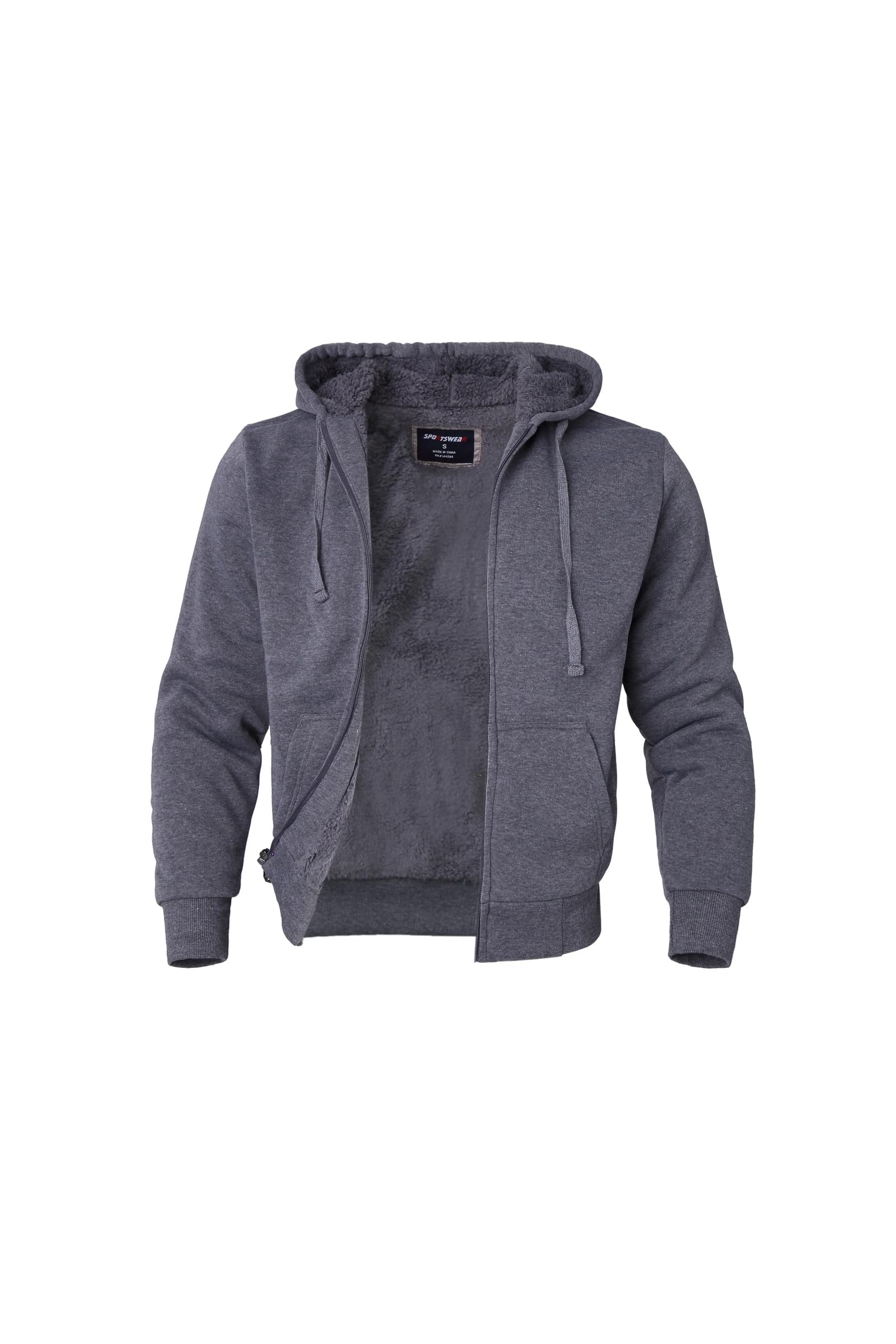 LeeHanTon Heavyweight Hoodies for Men Jackets Comfy Sherpa Lined Zip Up Hoodie Coats with Pockets Outerwear