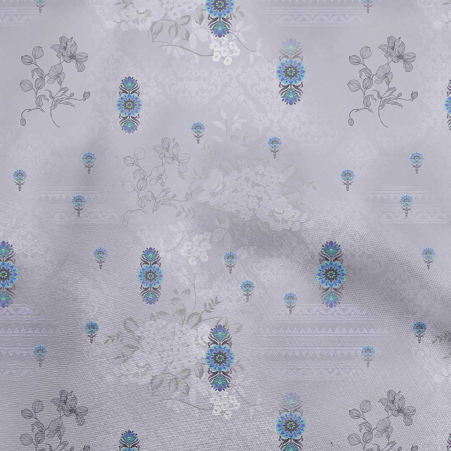 oneOone Cotton Flex Gray Fabric Damask Fabric for Sewing Printed Craft Fabric by The Yard 40 Inch Wide