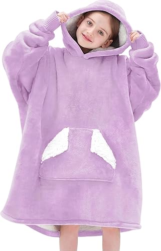 Touchat Manta con capucha, sudadera de manta Sherpa de gran tamaño con bolsillo y mangas para capucha, manta de felpa súper suave y cálida para