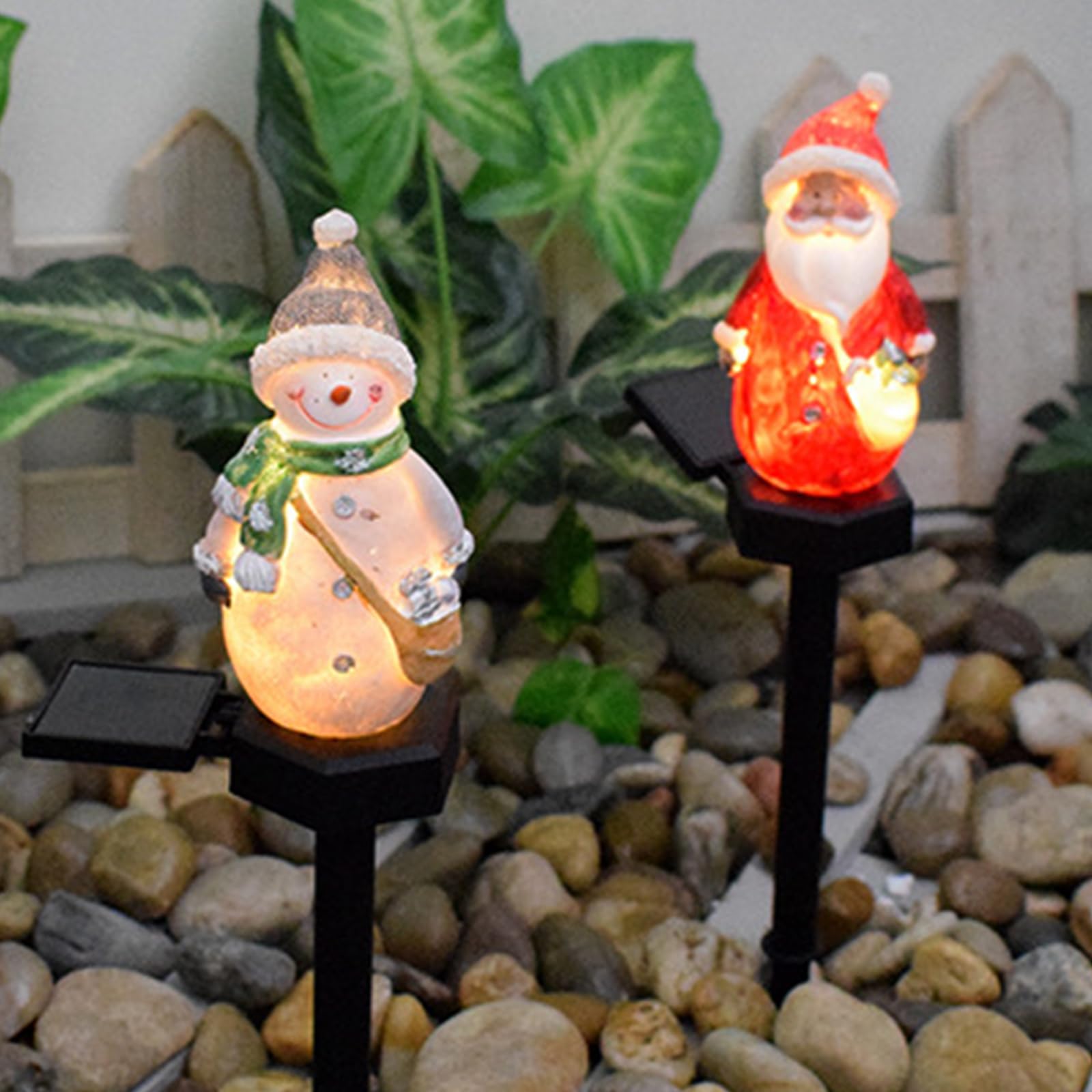 Amazon.co.jp: ソーラーガーデンライト かわいい サンタ/雪だるまの形