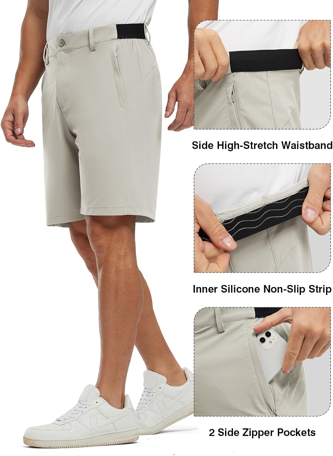 TBMPOY Men's 9" Golf Shorts Quick Dry Casual Shorts Dress Shorts Flat Front Stretch Lightweight for Work Business Travel