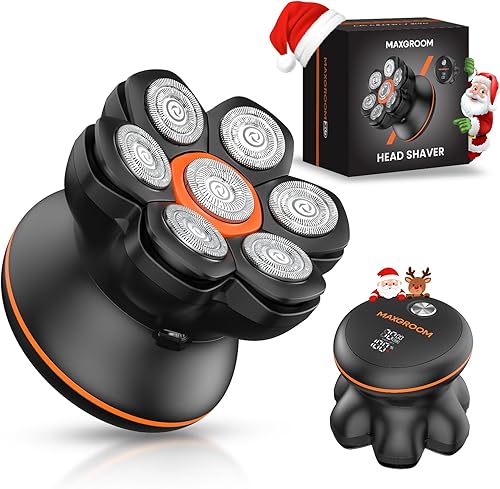 Afeitadoras de cabeza para hombres calvos, maquinilla de afeitar eléctrica impermeable con cabezales flotantes 7D, afeitado suave cerrado, cuchillas