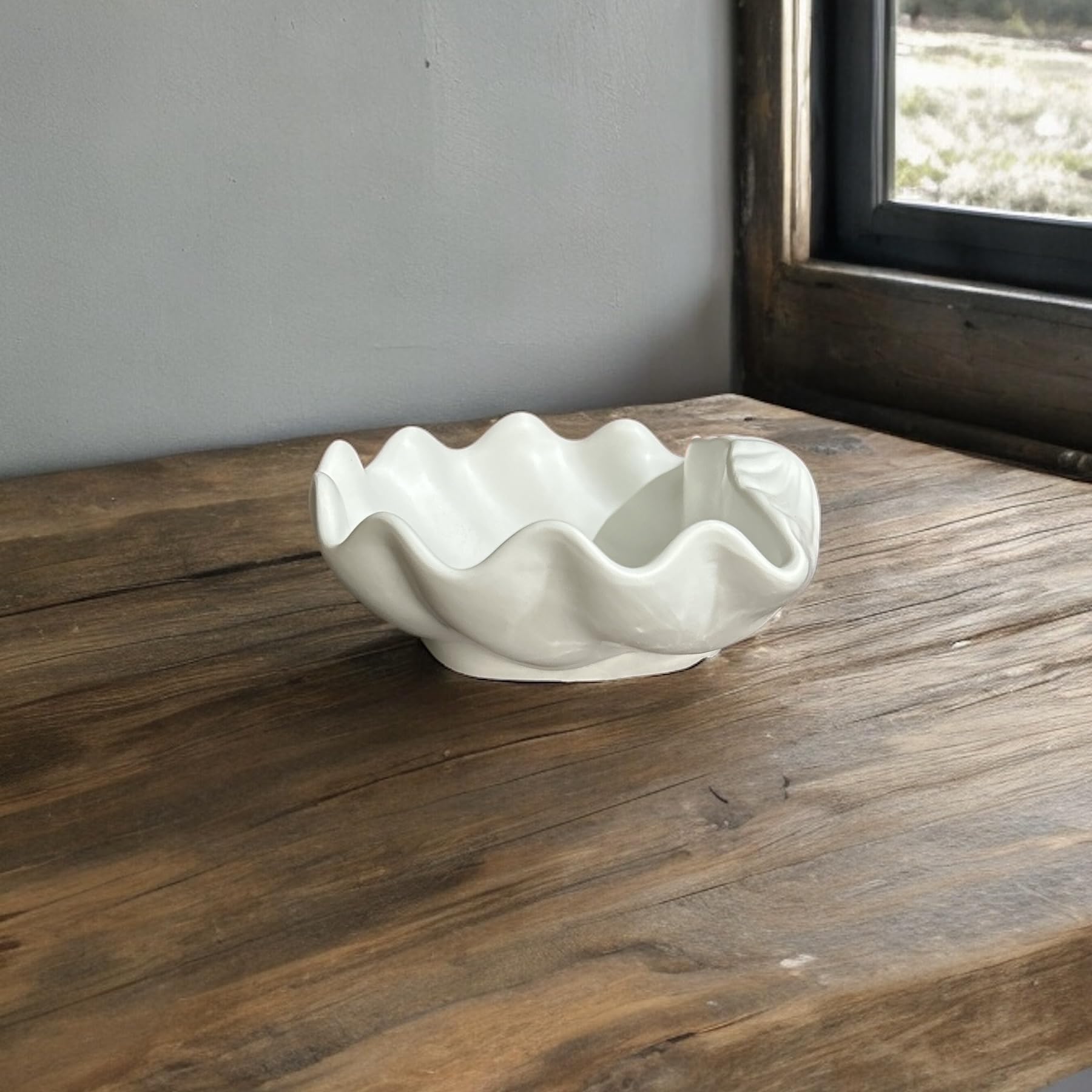 Nandini Homeware™ Hand Crafted White Concrete Trinket Bowl; Use as Multipurpose Organiser and Home Decor (Sea-Shell Bowl) (B0D7HYJV1L) Amazon Price History, Amazon Price Tracker