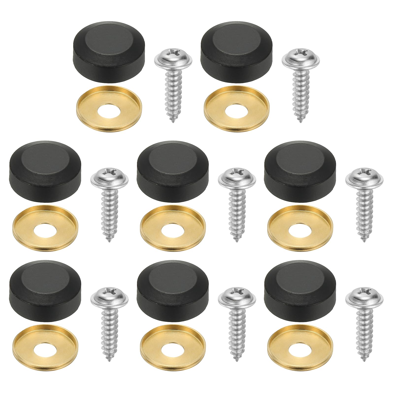 sourcing map 8Pcs Decorative Mirror Screws with Caps, 18mm Alloy Fixing Screw Covers, Mirror Screws Fasteners for Furniture, Crafts, Advertising Hardware, Charcoal Black