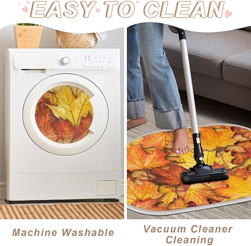 Miniatura 6 de Maple Leaves Pattern Bathroom Rugs Oval Plush Bath Mat Rugs Soft Non-Slip Door Mat for Bathroom Bedroom Washable Bathmat Shower Rug Home Decor