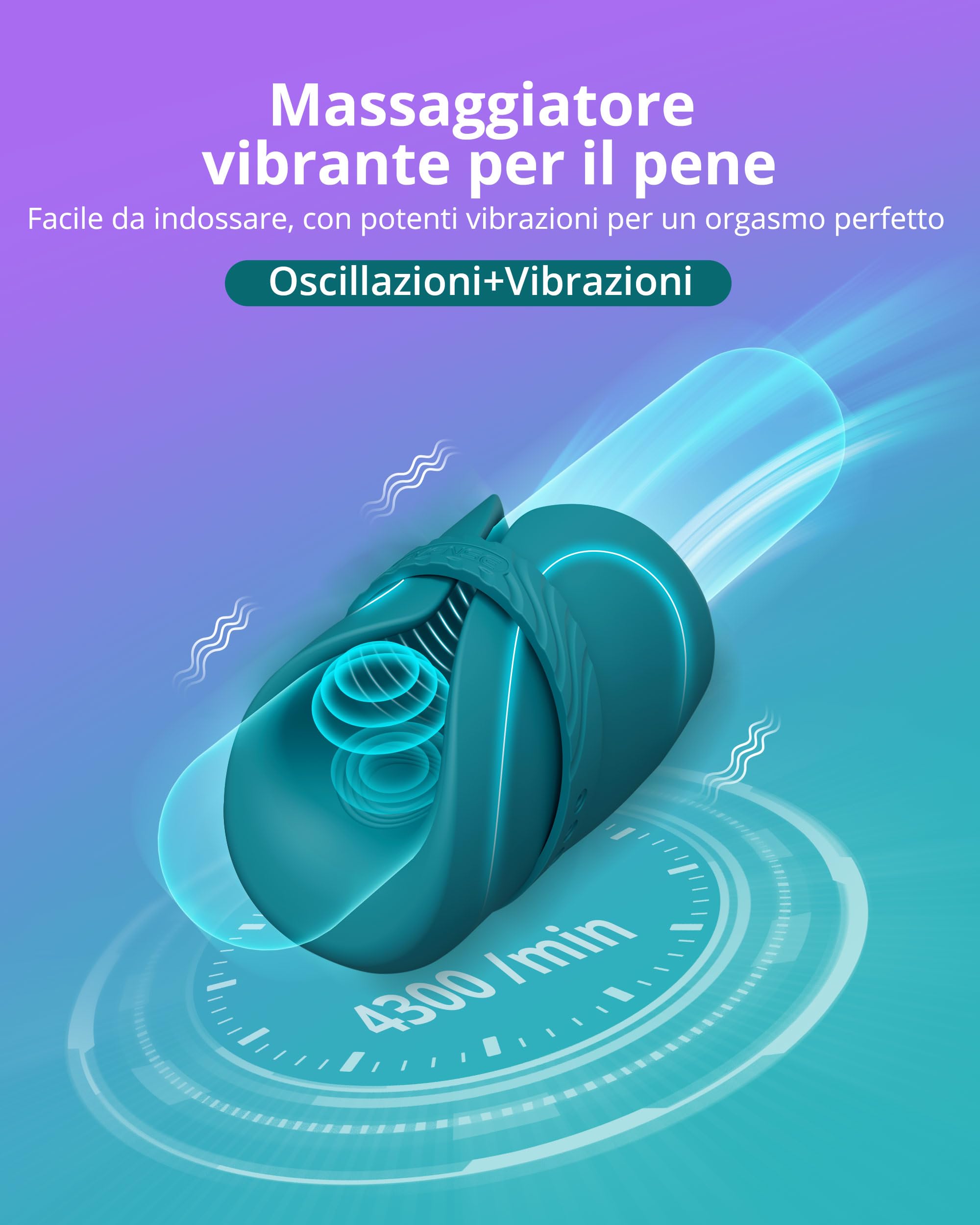 LOVENSE Gush 2 Masturbatore Automatico Maschile, Vibratore Maschile del Pene e Oscillazione, App Giocattoli Sessuali Telecomandati per Uomini, Fibbie Flessibili Regolabili per Uomini