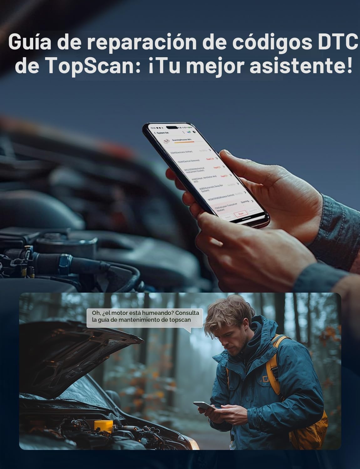 TOPDON TopScan Lite-A OBD2 Diagnosis, Bluetooth Diagnosis Coche Multimarca con Comprobación Bidireccional/8 Reinicios/Asistente IA, Escaner para Coches con Can-FD, FCA/Nissan/Renault SGW, 1 año Gratis