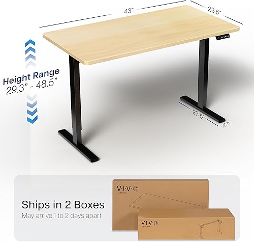 Vista 624 de VIVO DESK-KIT-1W6G - Escritorio eléctrico de pie de 60 x 24 pulgadas, ajuste de altura de memoria, serie 1B, parte superior de nogal oscuro de una