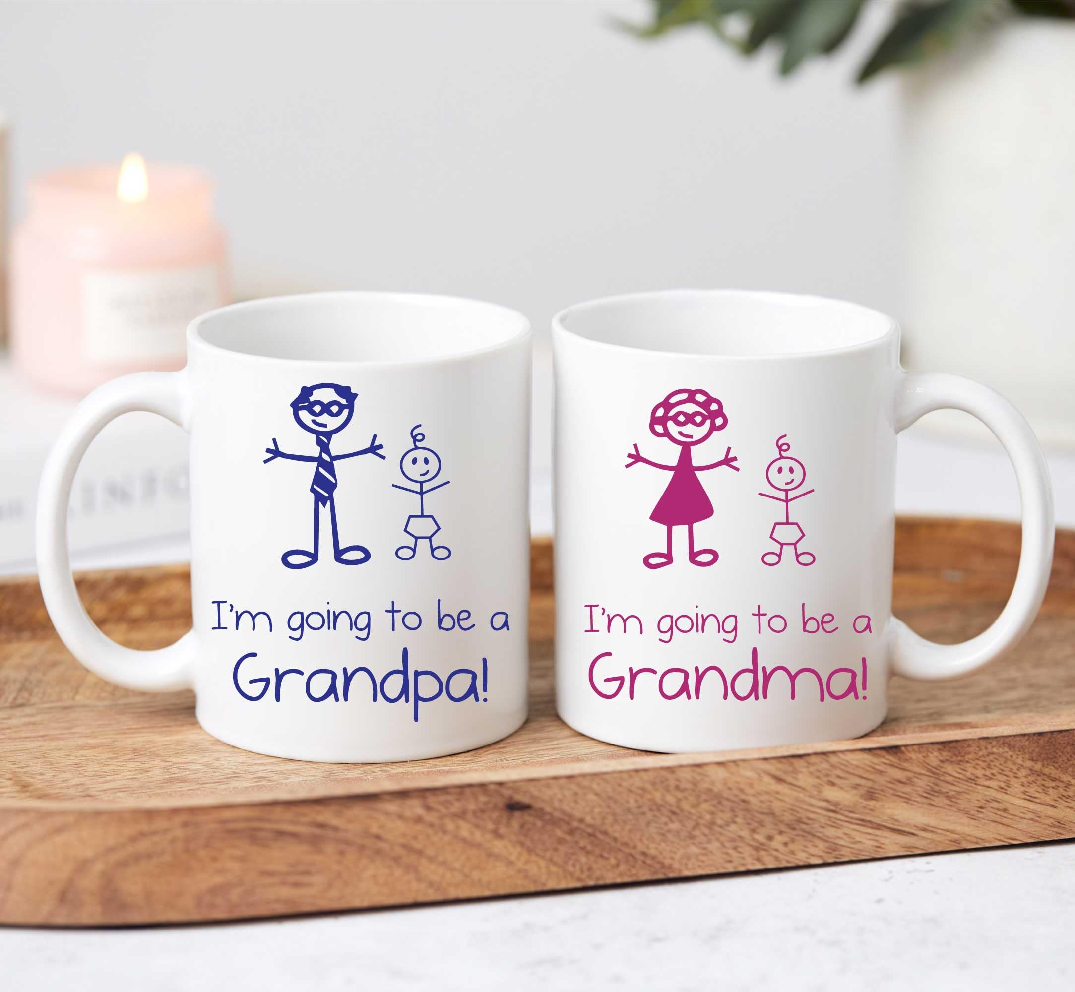 60 Second Makeover Limited I'm Going to be a Grandma I'm Going to be a Grandpa Mug Set Grandparents Stick Person People Cup New Baby