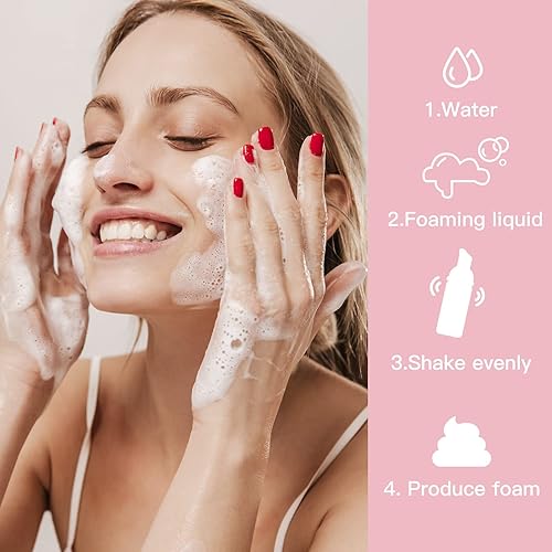 Miniatura 5 de Botella de espuma de 2 onzas, dispensador de bomba de espuma de viaje vacía para jabón de manos, limpiador de pestañas, champú (3 unidades, rosa)