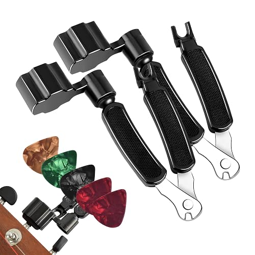Coupe-cordes de guitare, avec médiators, extracteur d'accordage multifonction, 2 pièces