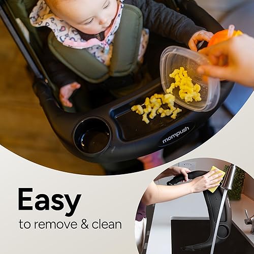 Miniatura 5 de Mompush Lithe V2 - Cochecito ligero + bandeja para aperitivos, plegable ultracompacto y listo para avión, asiento reclinable, soporte para tazas,