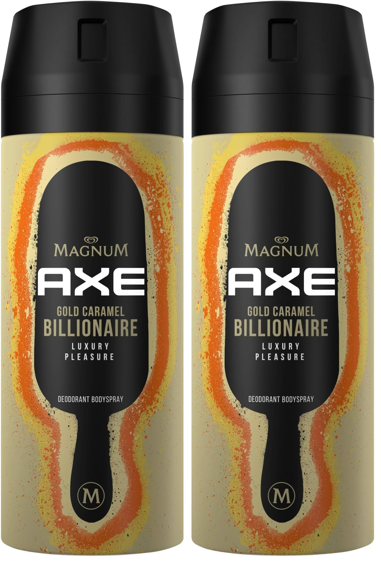 Axe Bodyspray Magnum Gold Caramel Billionaire Deo ohne Aluminiumsalze sorgt 48 Stunden lang für effektiven Schutz vor Körpergeruch 150 ml (Packung mit 2) Kosmetik