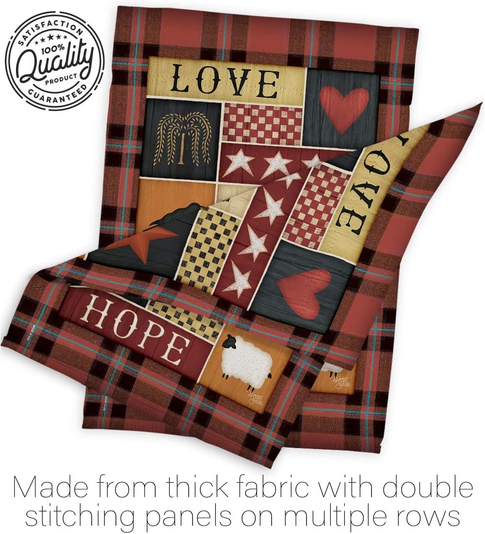 Breeze Decor H100070-BO Primitive Collage Love Hope Inspirational Sweet Home Impressions Decorative Vertical 28" x 40" Double Sided House Flag Printed in USA