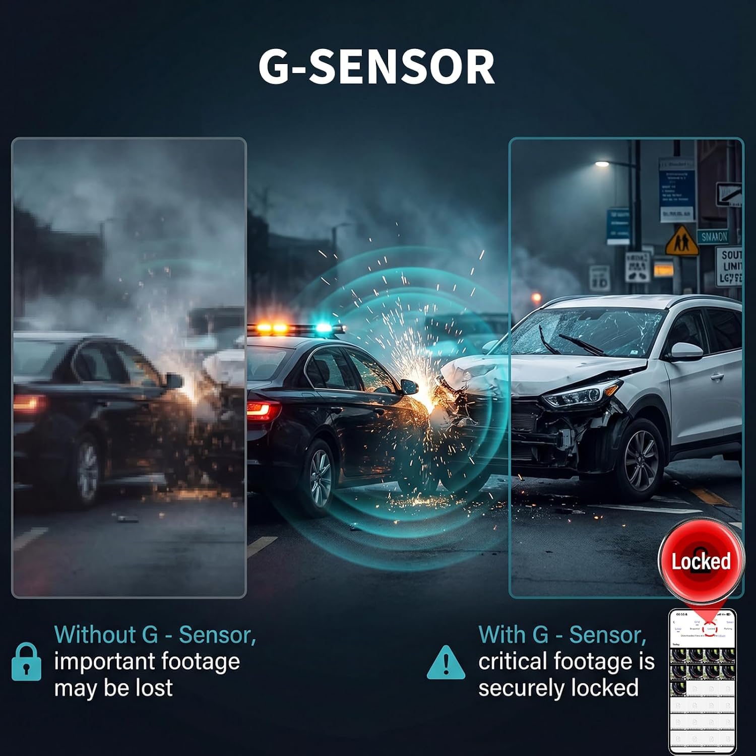 CAMECHO Dashcam 4K con telecamera posteriore per auto, 1080P, 30 fps, Wi-Fi, video con sensore G, registrazione in loop, accessori OEM