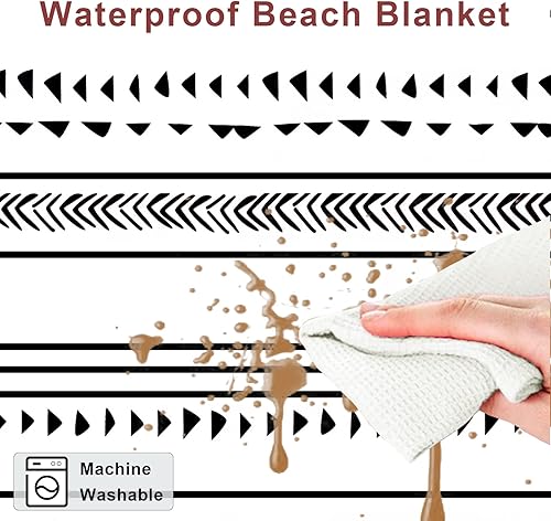 Miniatura 4 de BEW Manta de playa grande para 1-4 adultos, 78 x 86 pulgadas, impermeable, a prueba de arena, con 4 estacas y bolsillos en las esquinas, tapete de