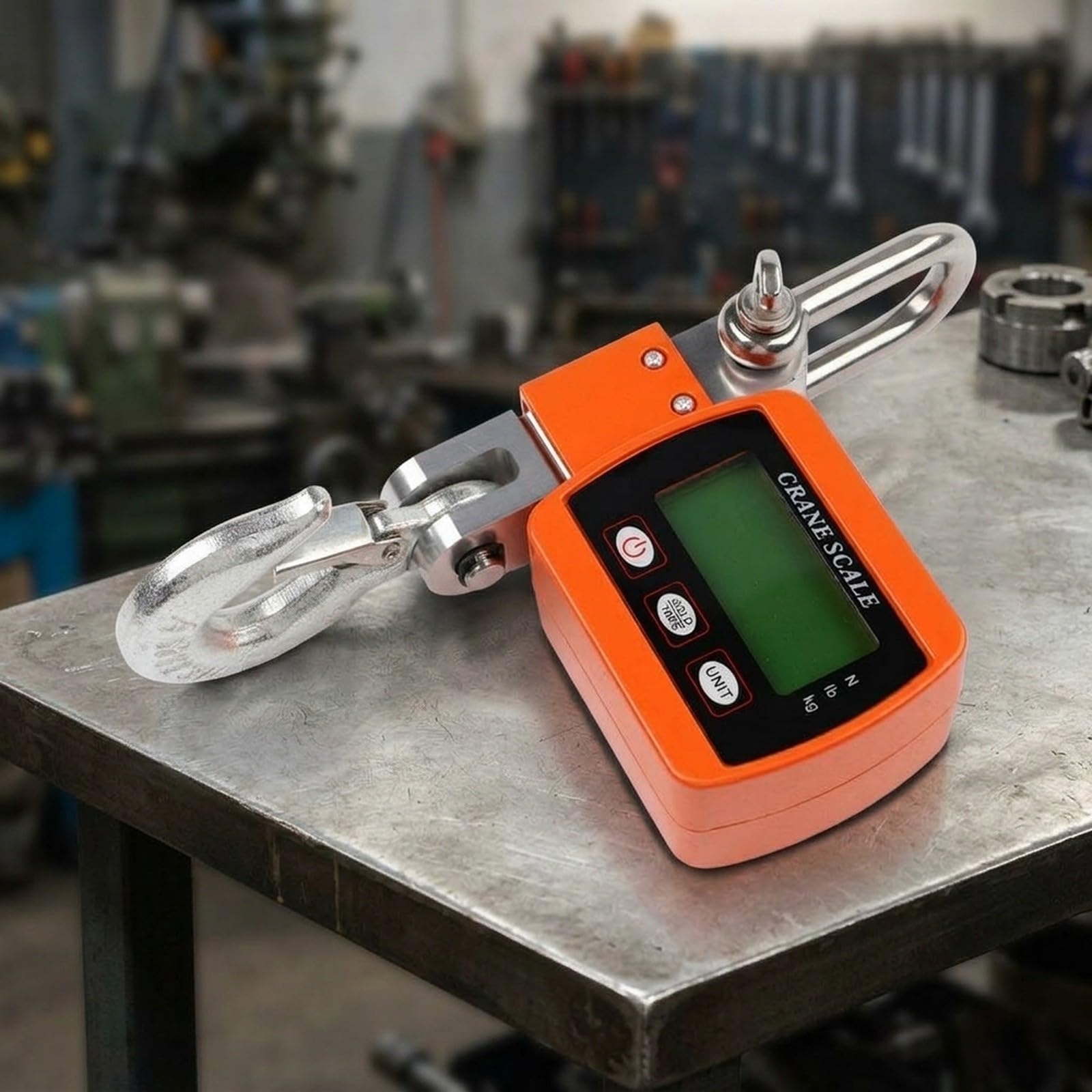 Báscula digital colgante LCD resistente (500 kg), color naranja